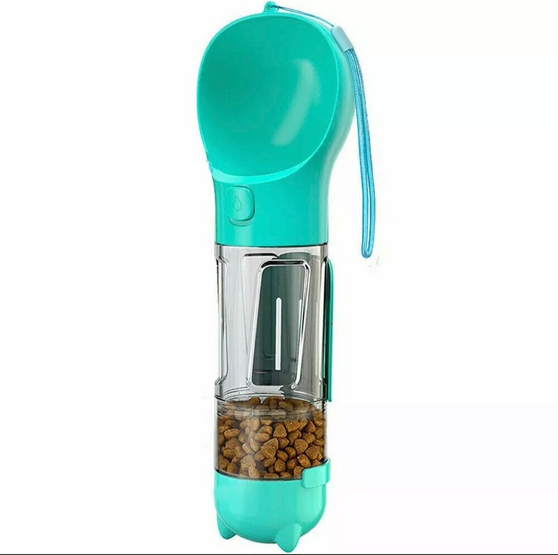 Pet 4 in1 Feeder Puppy Dog Cat Water Bottle Cup Travel Pooper Scooper Outdoor