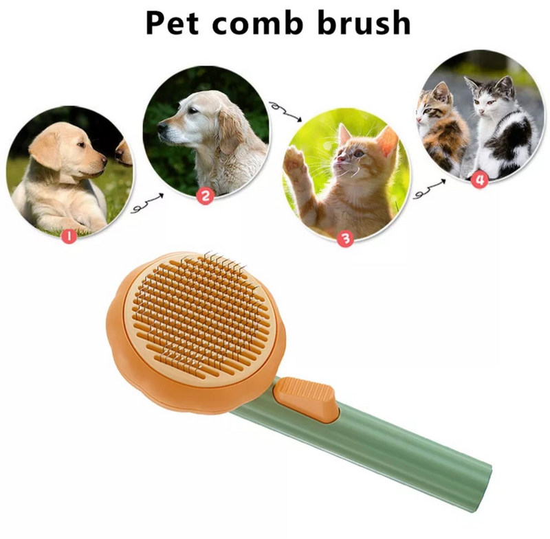 Pumpkin Pet Cleaning Brush Dog Cat Tangled Hair Removal (Orange Yellow)