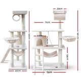 i.Pet Cat Tree 141cm Tower Scratching Post Scratcher Condo Wood House Bed Beige