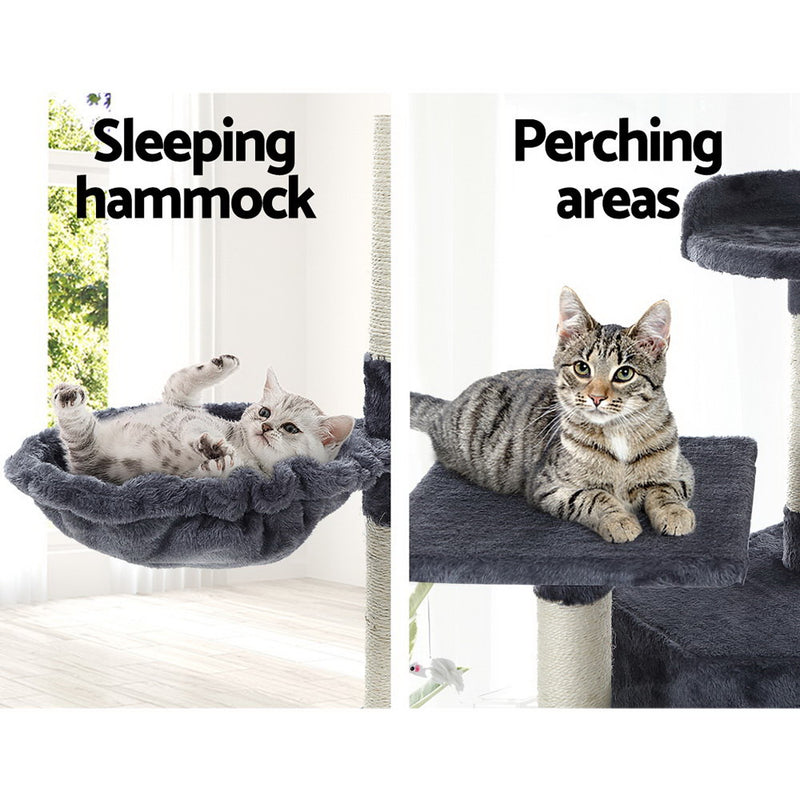 i.Pet Cat Tree 203cm Tower Scratching Post Scratcher Condo Trees House Bed Grey