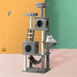 i.Pet Cat Tree 169cm Tower Scratching Post Scratcher Wood Bed Condo House Rattan Ladder