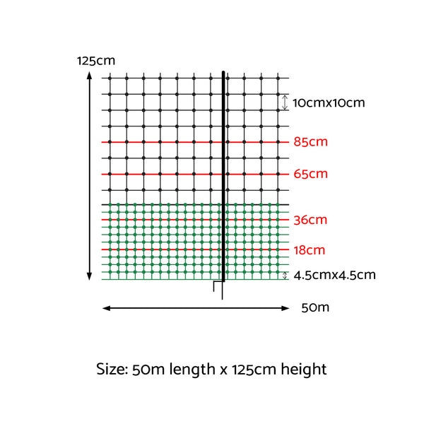 i.Pet Chicken Fence Electric 50Mx125CM Poultry Netting