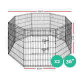 i.Pet 2x36" 8 Panel Dog Playpen Pet Fence Exercise Cage Enclosure Play Pen