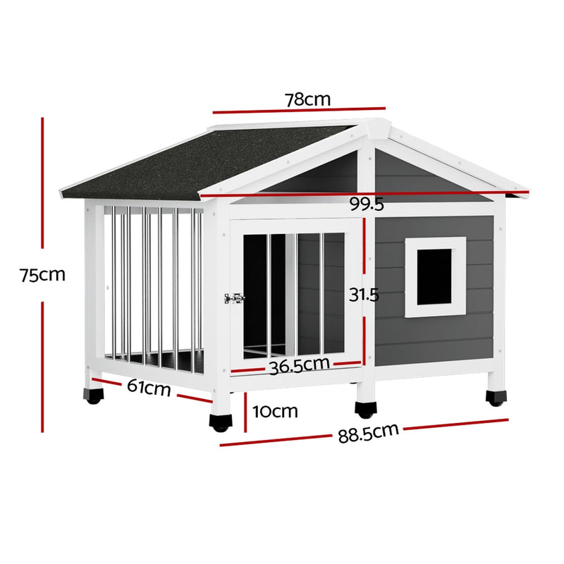 i.Pet Dog Kennel House Large Wooden Outdoor Pet Kennels Indoor Puppy Cabin Home