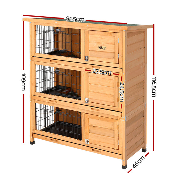 i.Pet Rabbit Hutch 91.5cm x 46cm x 116.5cm Chicken Coop Large House Cage Run Wooden Bunny Outdoor