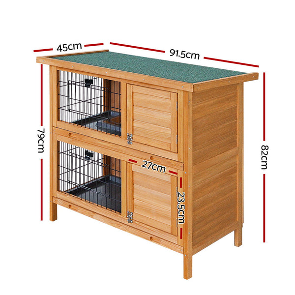 i.Pet Rabbit Hutch 91.5cm x 45cm x 82cm Chicken Coop Large Wooden House Run Cage Pet Bunny