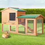 i.Pet Chicken Coop Rabbit Hutch 138cm x 44cm x 85cm Large House Run Cage Wooden Outdoor