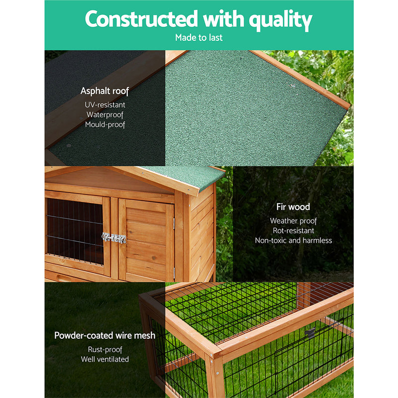 i.Pet Chicken Coop 155cm x 49cm x 90cm Rabbit Hutch Large Run Wooden Cage House Outdoor