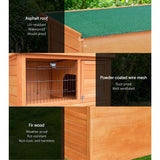 i.Pet Chicken Coop 88cm x 40cm x 76cm Rabbit Hutch Large House Run Wooden Cage Outdoor