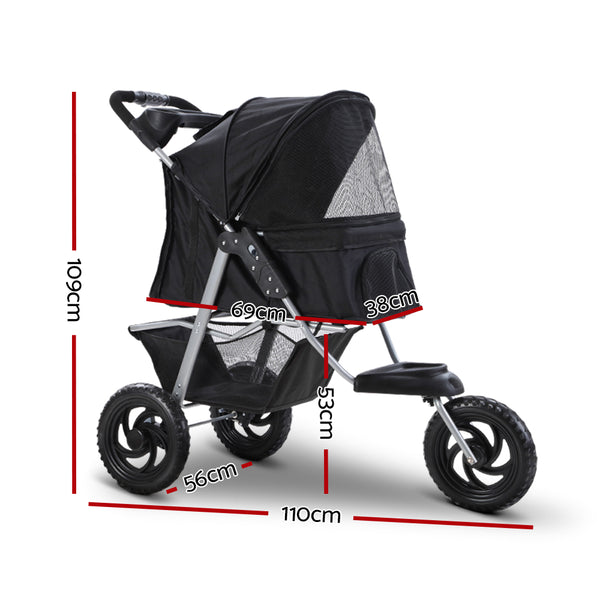 i.Pet Pet Stroller Dog Pram Large Cat Carrier Travel 3 Wheels Foldable Pushchair