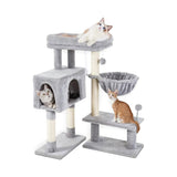 Floofi 97cm Adjustable Base Plush Cat Tree Light Grey