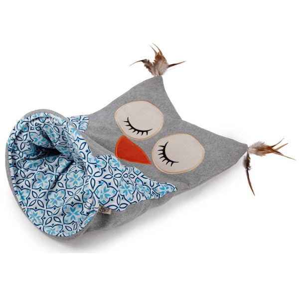 Cat Sack Crinkle Toys - Grey Owl + Hide Play Bag Teaser Vintage All For Paws