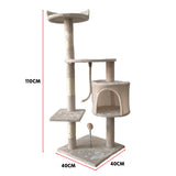 Furtastic 110cm Cat Tree Scratching Post - Beige