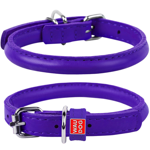 Waudog Leather Round Cat Collar PURPLE