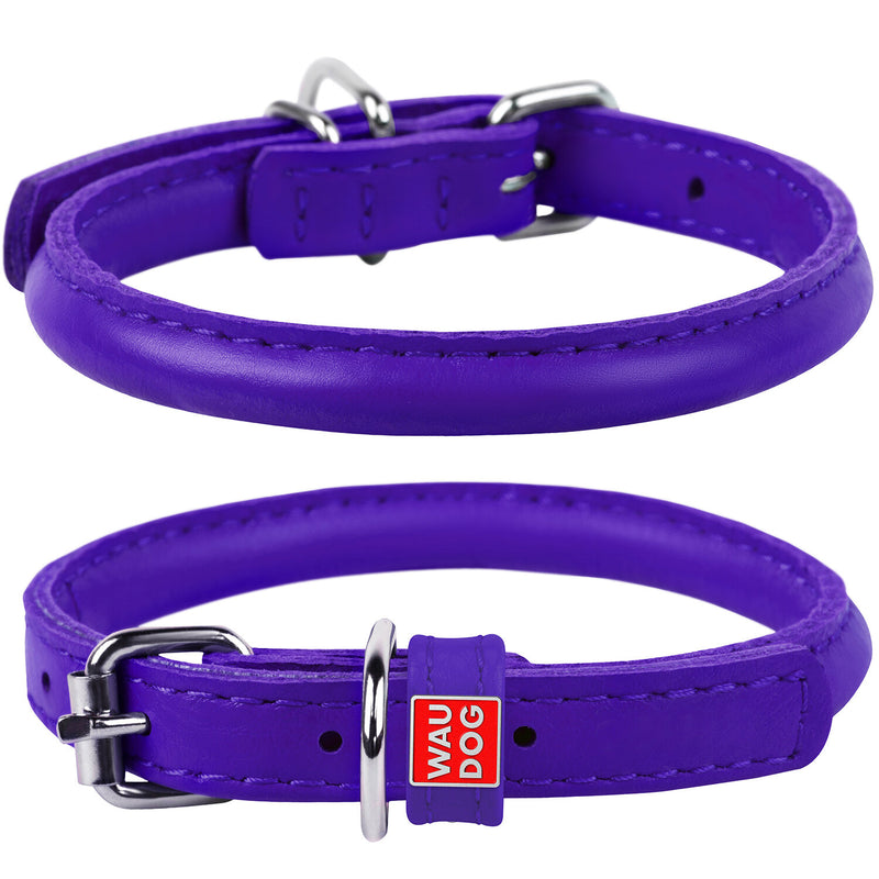 Waudog Leather Round Dog Collar PURPLE