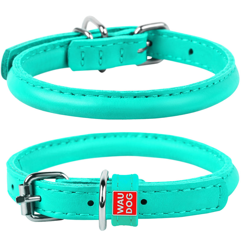 Waudog Leather Round Dog Collar Mint