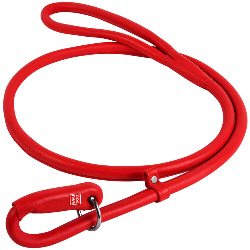 Waudog Leather Round Slip Leash L183CM RED