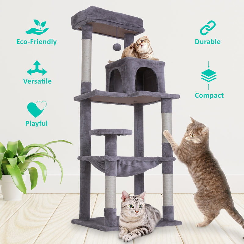 Cat Tree Multi Level Sisal Scratcher CATOPIA 143cm Condo House Tower GREY