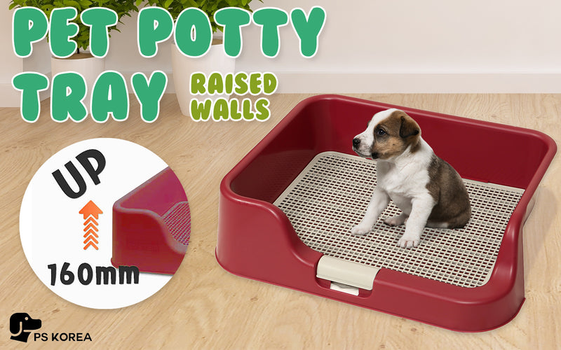 Dog Pet Potty Tray Training Toilet with Raised Walls T1