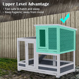 Rabbit Hutch Chicken Coop with Wheels 96.5 x 56 x 90.5cm 2 Storey Pet Cage Run HOPKINS