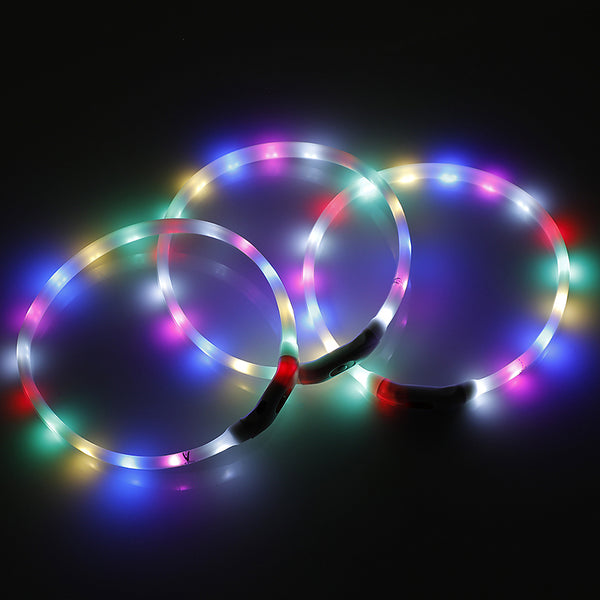 YES4PETS LED Dog Collar USB Rechargeable Night Glow Flashing Light Up Safety Collars