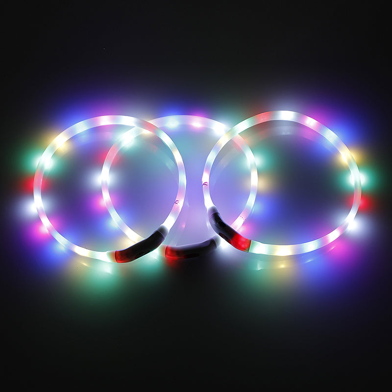 YES4PETS LED Dog Collar USB Rechargeable Night Glow Flashing Light Up Safety Collars