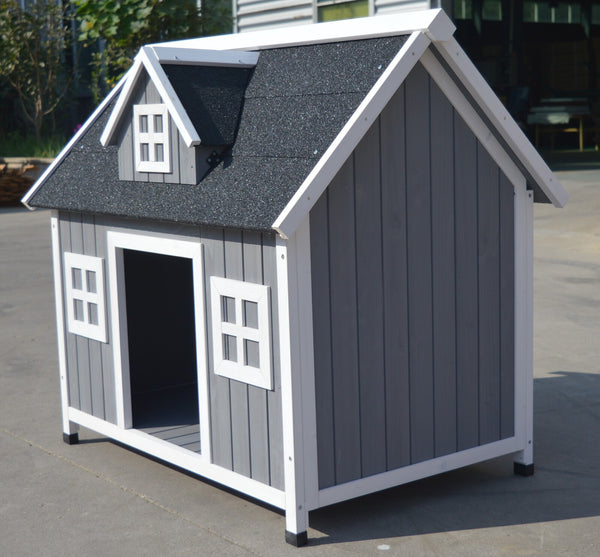 YES4PETS Grey Large Timber Pet Dog Puppy Wooden Cabin  Kennel Timber House