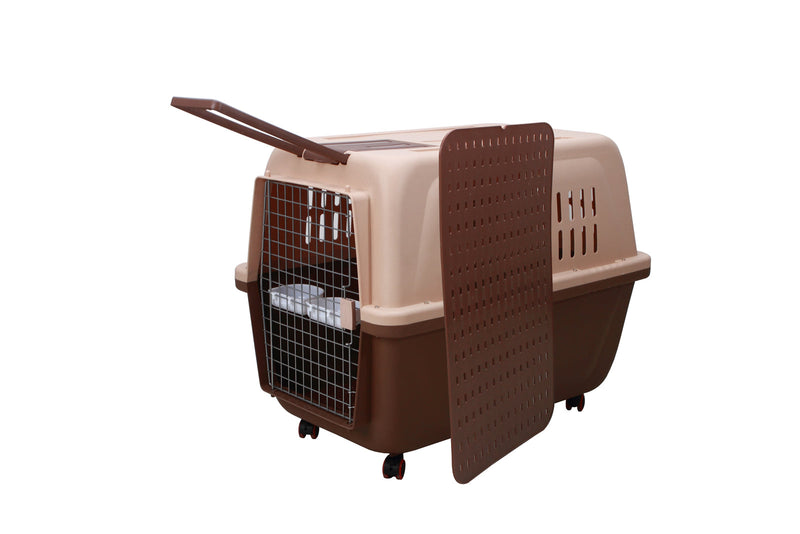 YES4PETS Large Plastic Kennels Pet Carrier Dog Cat Cage Crate With Handle and Wheel