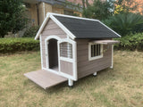 YES4PETS L Timber Pet Dog Kennel House Puppy Wooden Timber Cabin Grey