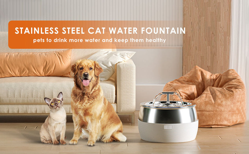 YES4PETS 3L Automatic Electric Pet Water Fountain Dog Cat Stainless Steel Feeder Bowl Dispenser