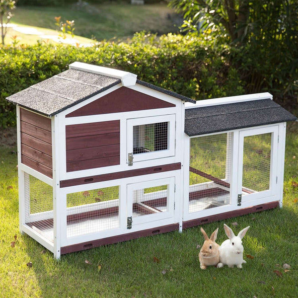 YES4PETS Double Storey Large Rabbit Hutch Guinea Pig Cat Cage , Ferret Cage With Pull Out Tray