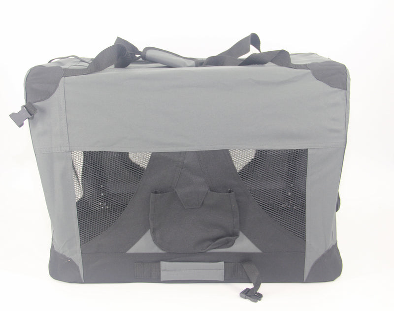 YES4PETS Medium Portable Foldable Dog Cat Puppy Rabbit Soft Crate Carrier-Grey