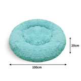 Pet Dog Bedding Warm Plush Round Comfortable Nest Comfy Sleep kennel Green 100cm