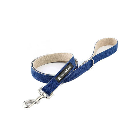 Natural Hemp & Cotton Dog Lead Leash Ink Blue