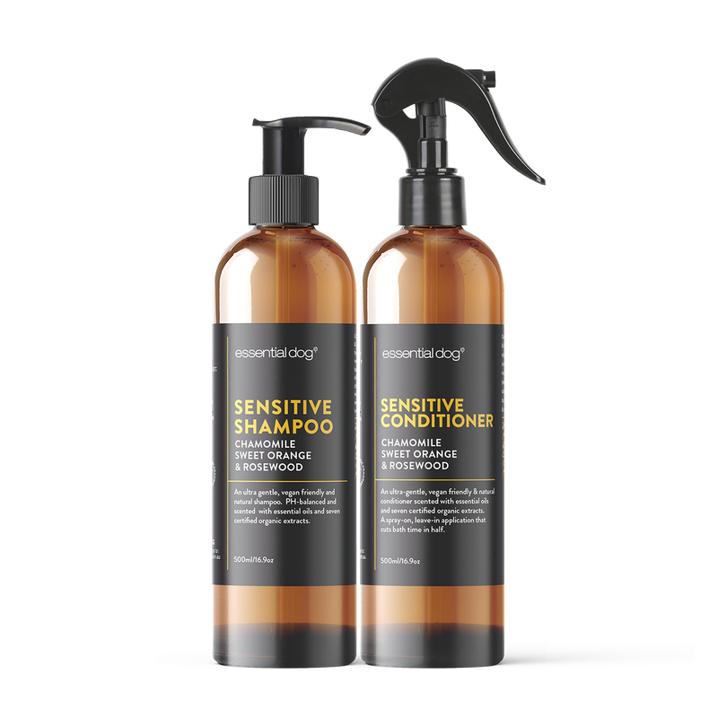 Natural Sensitive Dog Shampoo & Conditioner 2 Pack (Chamomile, Sweet Orange & Rosewood)