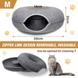 Cat Tunnel Bed Dark Grey Felt Pet Puppy Nest Cave Toy