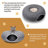 Cat Tunnel Bed Dark Grey Felt Pet Puppy Nest Cave Toy