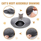 Cat Tunnel Bed Dark Grey Felt Pet Puppy Nest Cave Toy