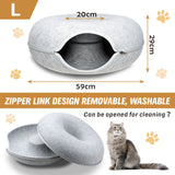 Cat Tunnel Bed Dark Grey Felt Pet Puppy Nest Cave Toy