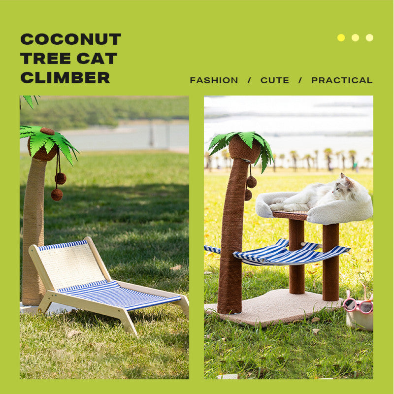 Wood coconut tree lounge chair cat bed dog bed cat scratching post toy pet nest