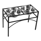 Dual Elevated Raised Pet Dog Puppy Feeder Bowl Stainless Steel Food Water Stand