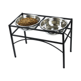 Dual Elevated Raised Pet Dog Puppy Feeder Bowl Stainless Steel Food Water Stand