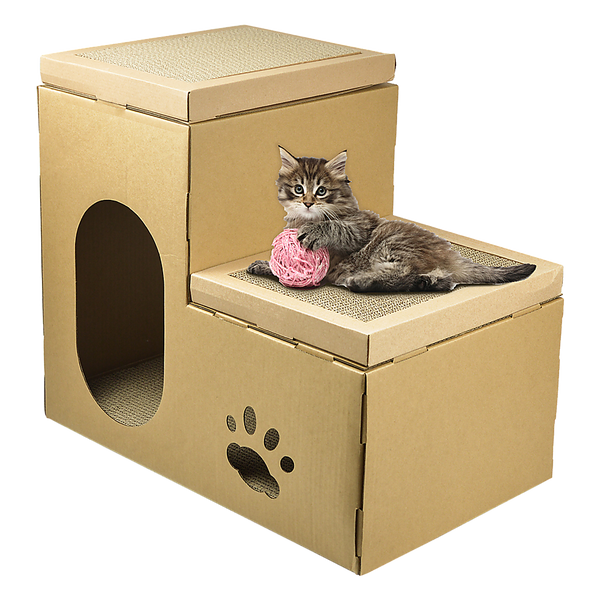 Cat Cardboard House Tree Tower Condo Scratcher Pet Post Pad Mat Furniture