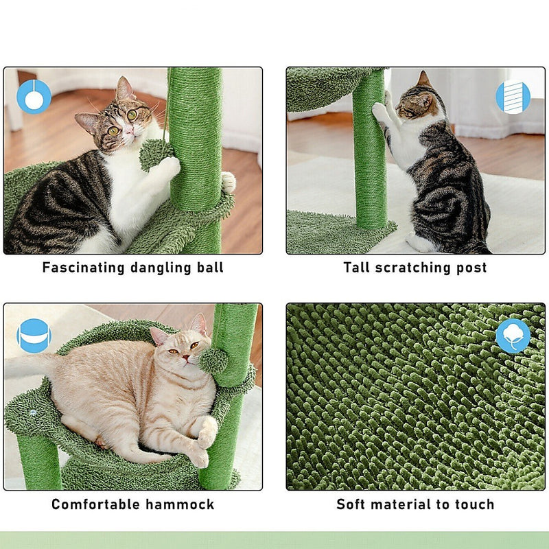 Cactus Cat Tree Tower Scratching Post Scratcher Kitten Condo House Play Bed Toys